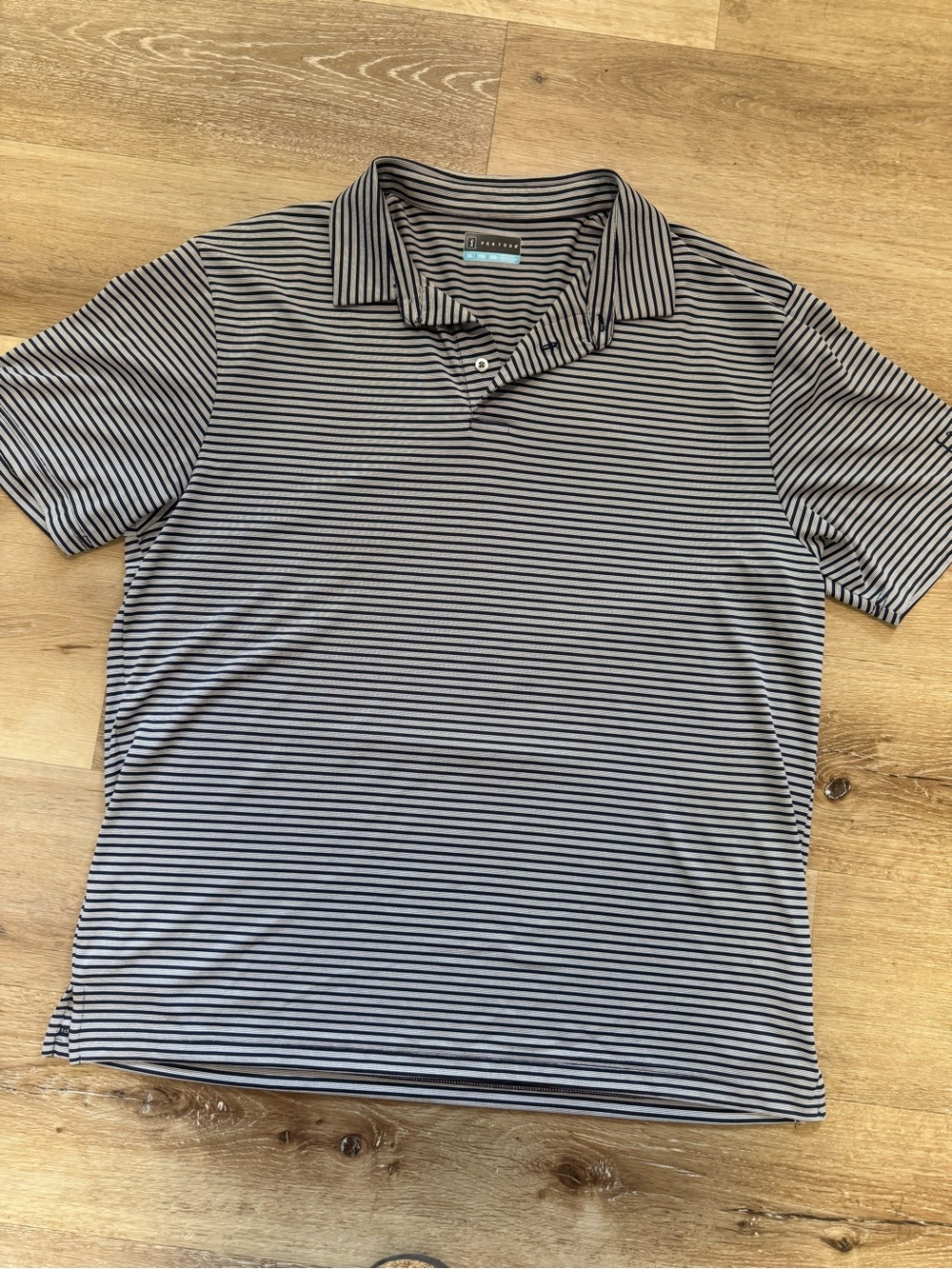 PGA Tour Striped Short-Sleeve Polo Shirt - Gray/Black